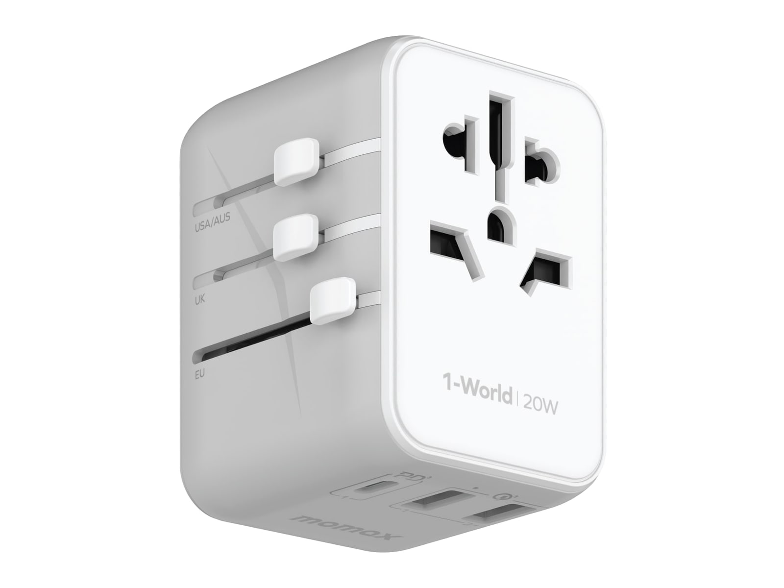 MOMAX - 1-World 3-Port Travel Charger 20W White Wall Chargers