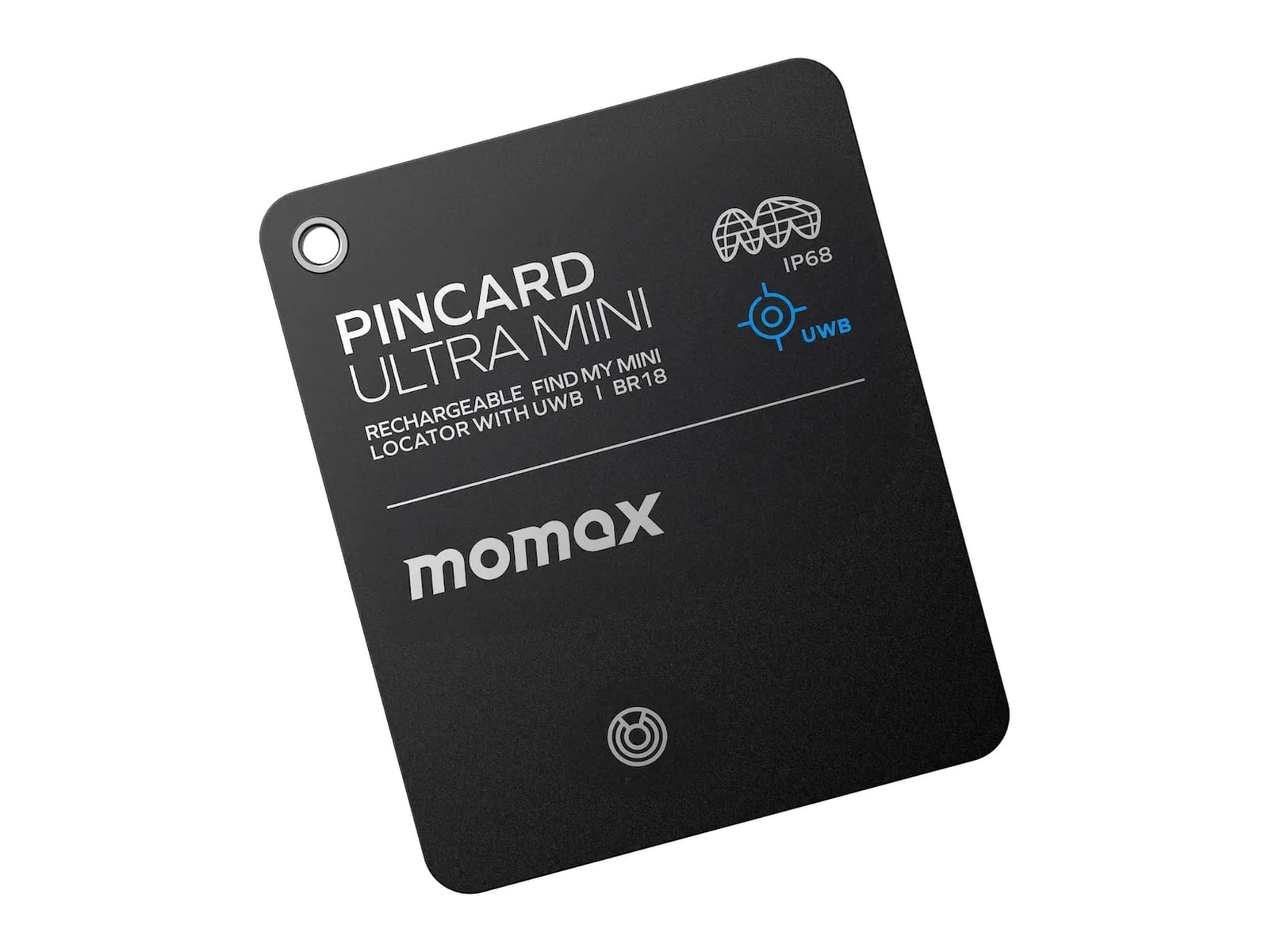 MOMAX - PinCard Ultra Mini Rechargeable Find My Mini Locator Bluetooth Trackers - Black
