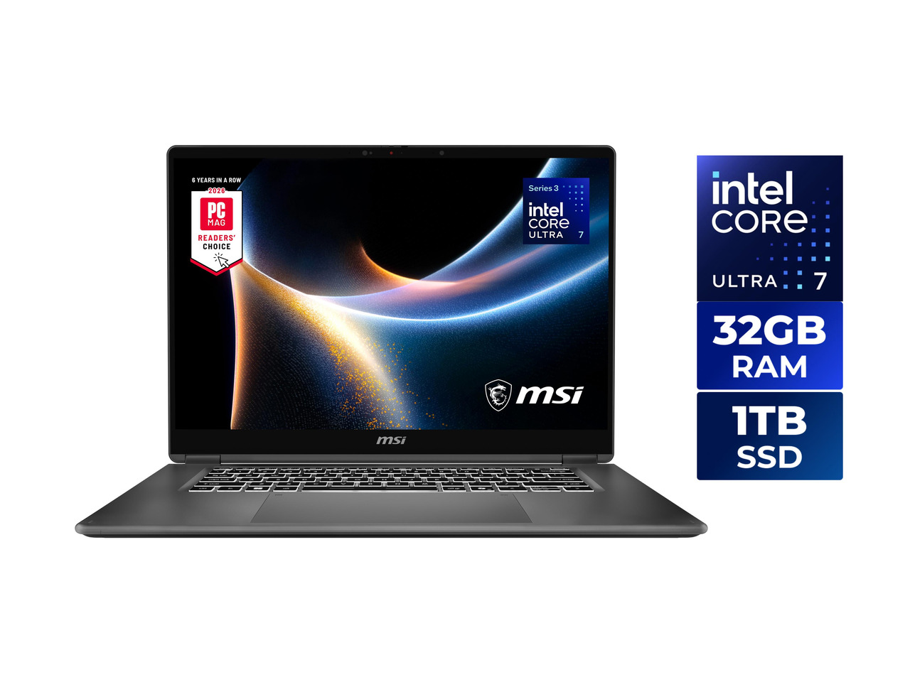 MSI - Prestige 16 Flip AI+ 16" - Intel Core Ultra 7 355 chip - 32GB Memory - 1TB SSD - Platinum Gray