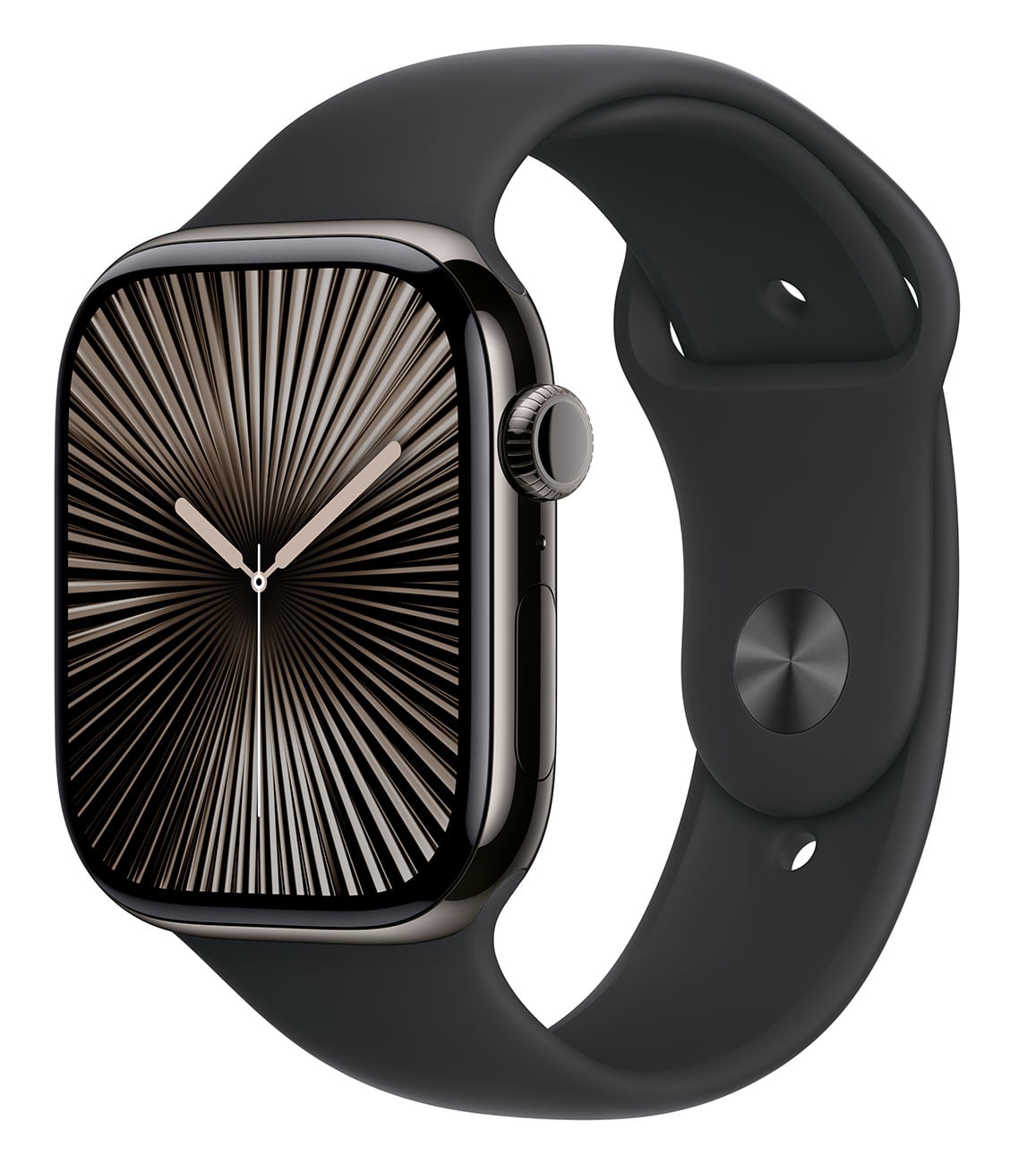 Apple - Apple Watch Series 10 (GPS + Cellular) 46mm Slate Titanium Case with Black Sport Band - S/M - Slate Titanium