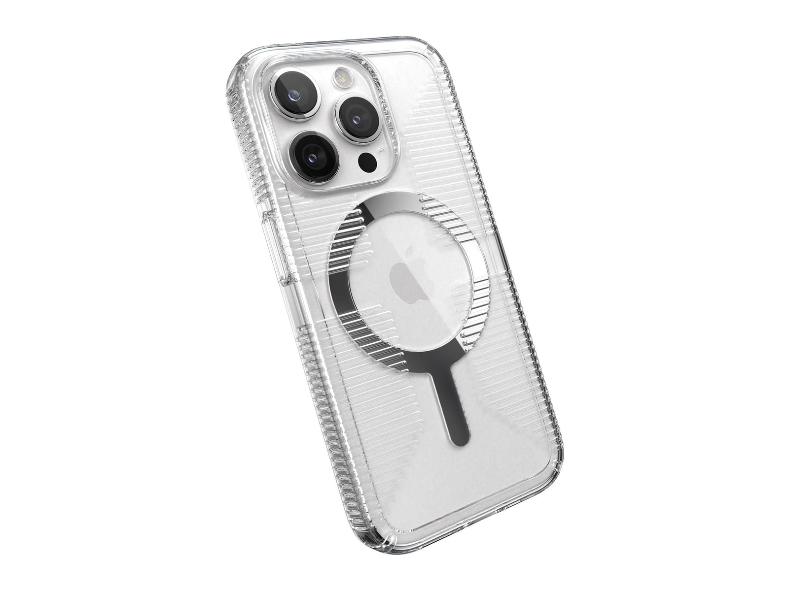 Speck - GemShell Grip MagSafe - iPhone 15 Pro - Clear/Chrome