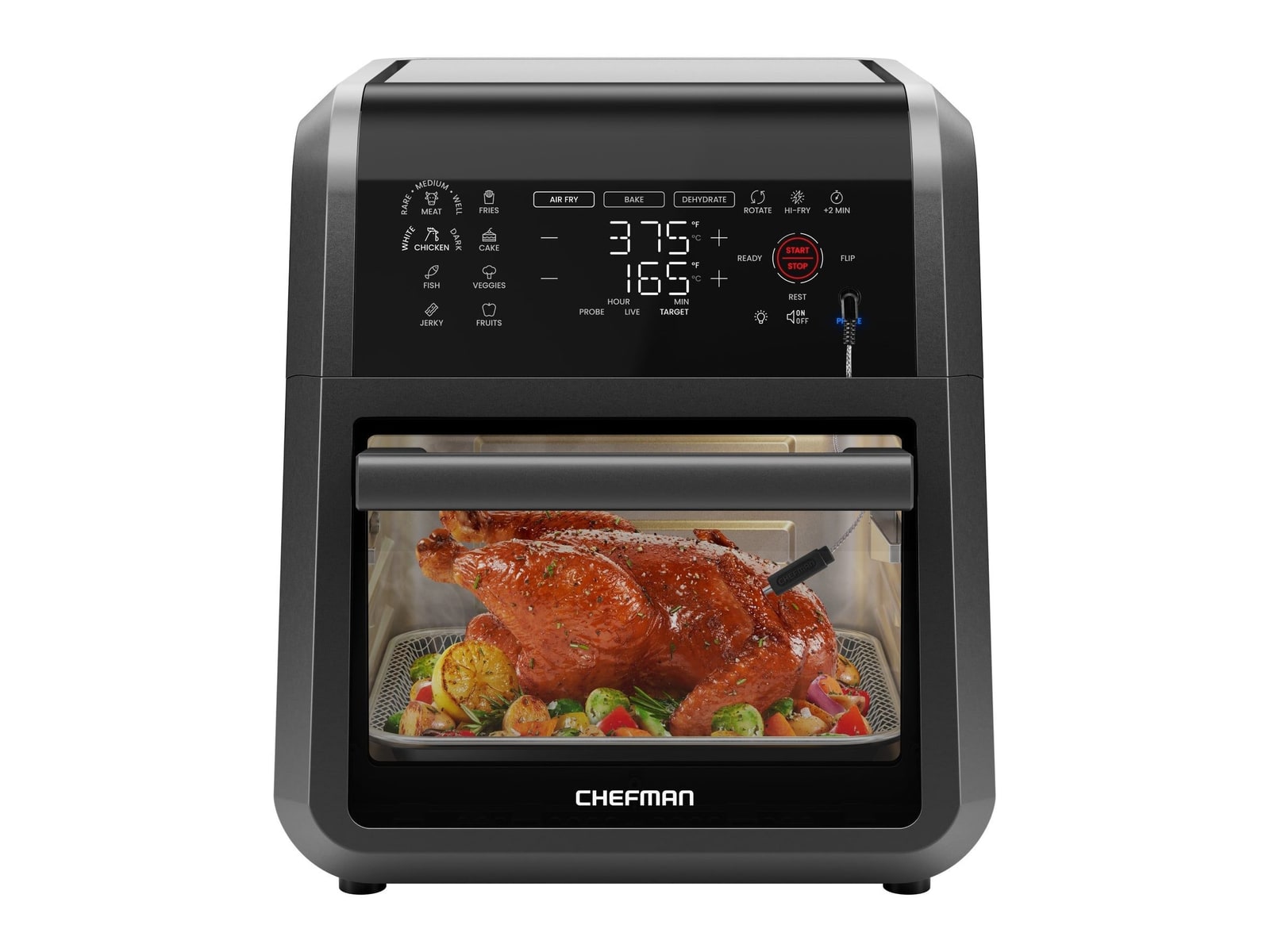Chefman - Multifunctional Digital Air Fryer w/ Integrated Smart Thermometer - 12-Quart Air Fryers