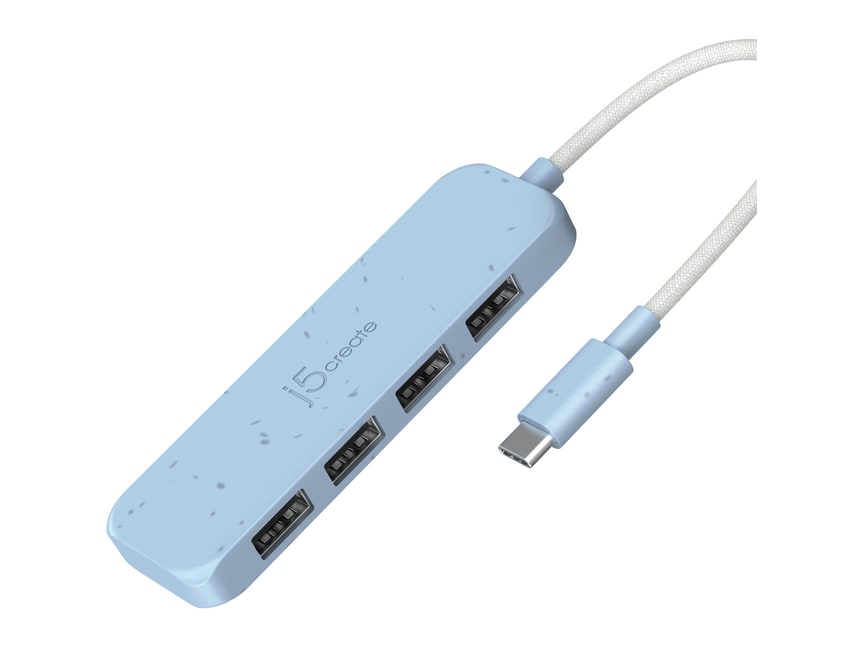 j5create - Eco-Friendly USB-C to 4-Port Type-A Gen 2 Hub USB Hubs - Cyan