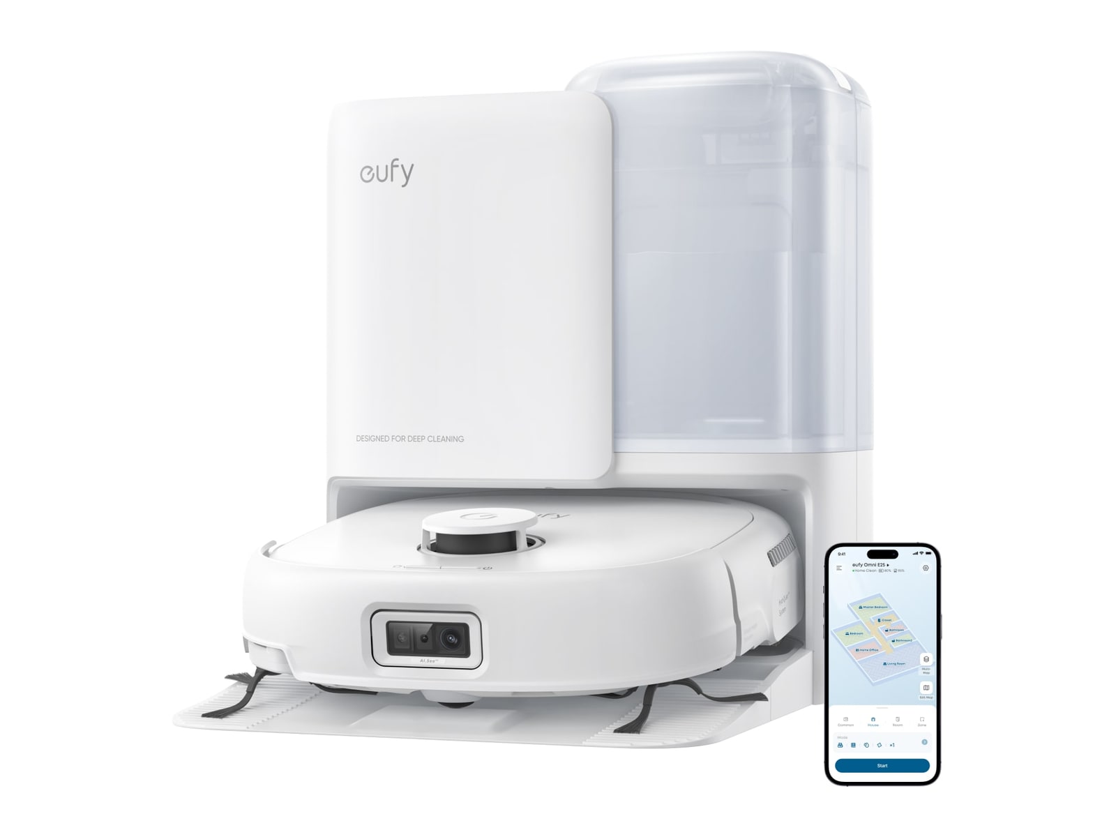 Eufy - Omni White E25 Robot Vacuum & Mop with All-in-One Station Vacuum Cleaners