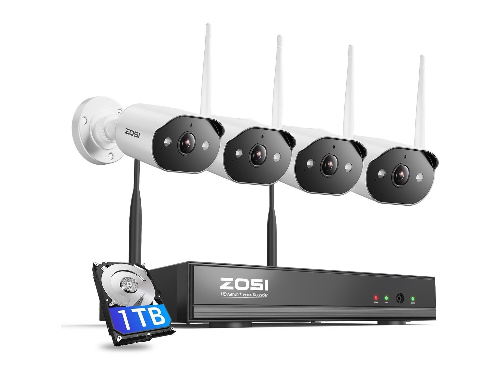 ZOSI - C302 3MP 8 Channel WiFi-6 - 1TB Drive White Security Cameras