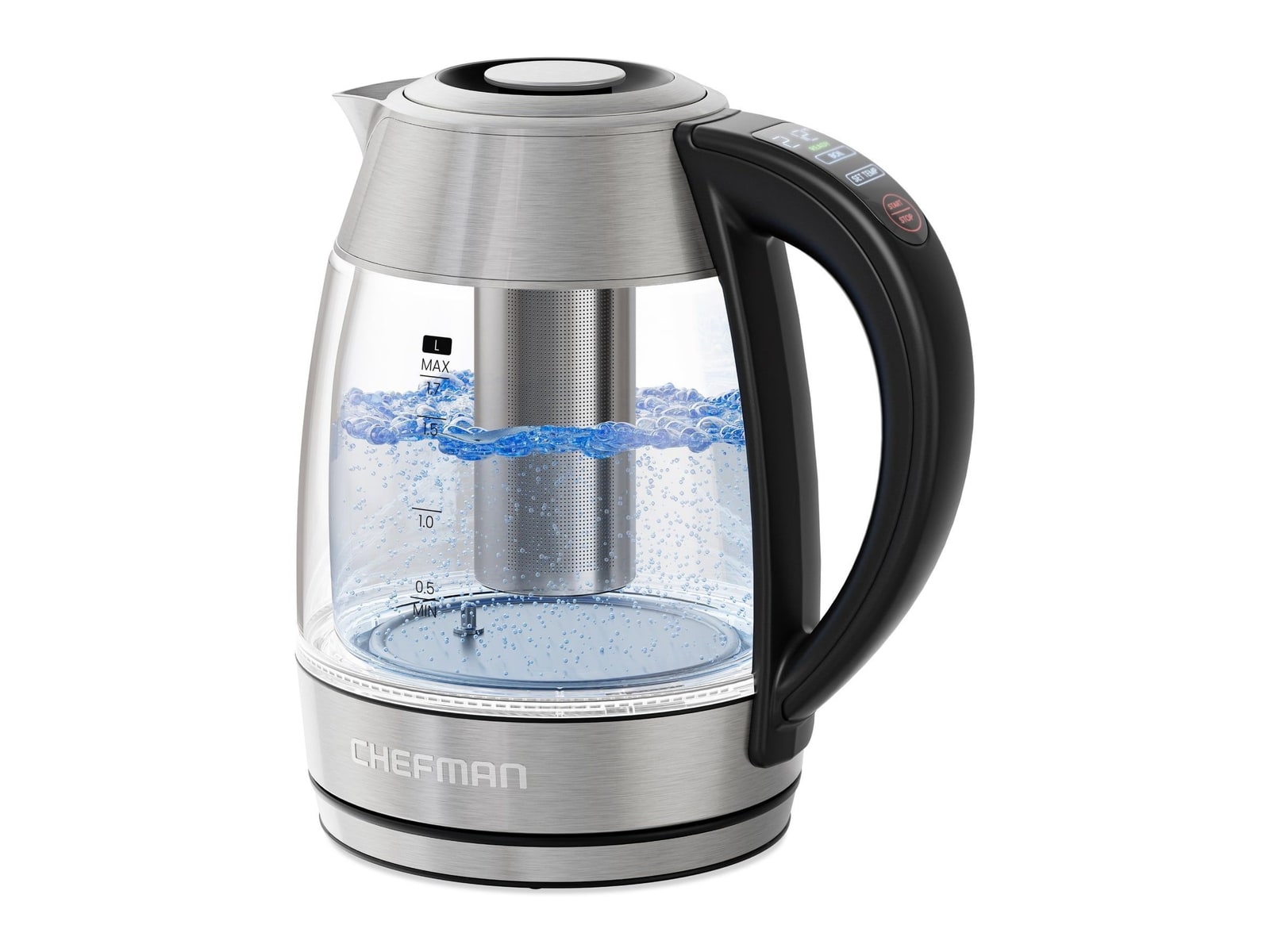 Chefman - 1.7L Dual-Glass Electric Kettle with Tea Infuser & Adjustable Temperature Electric Kettles