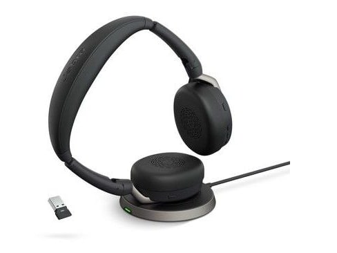 Jabra - Evolve2 65 Flex USB-A UC Stereo (Wireless Charging) Wireless On-Ear Headphones - Black