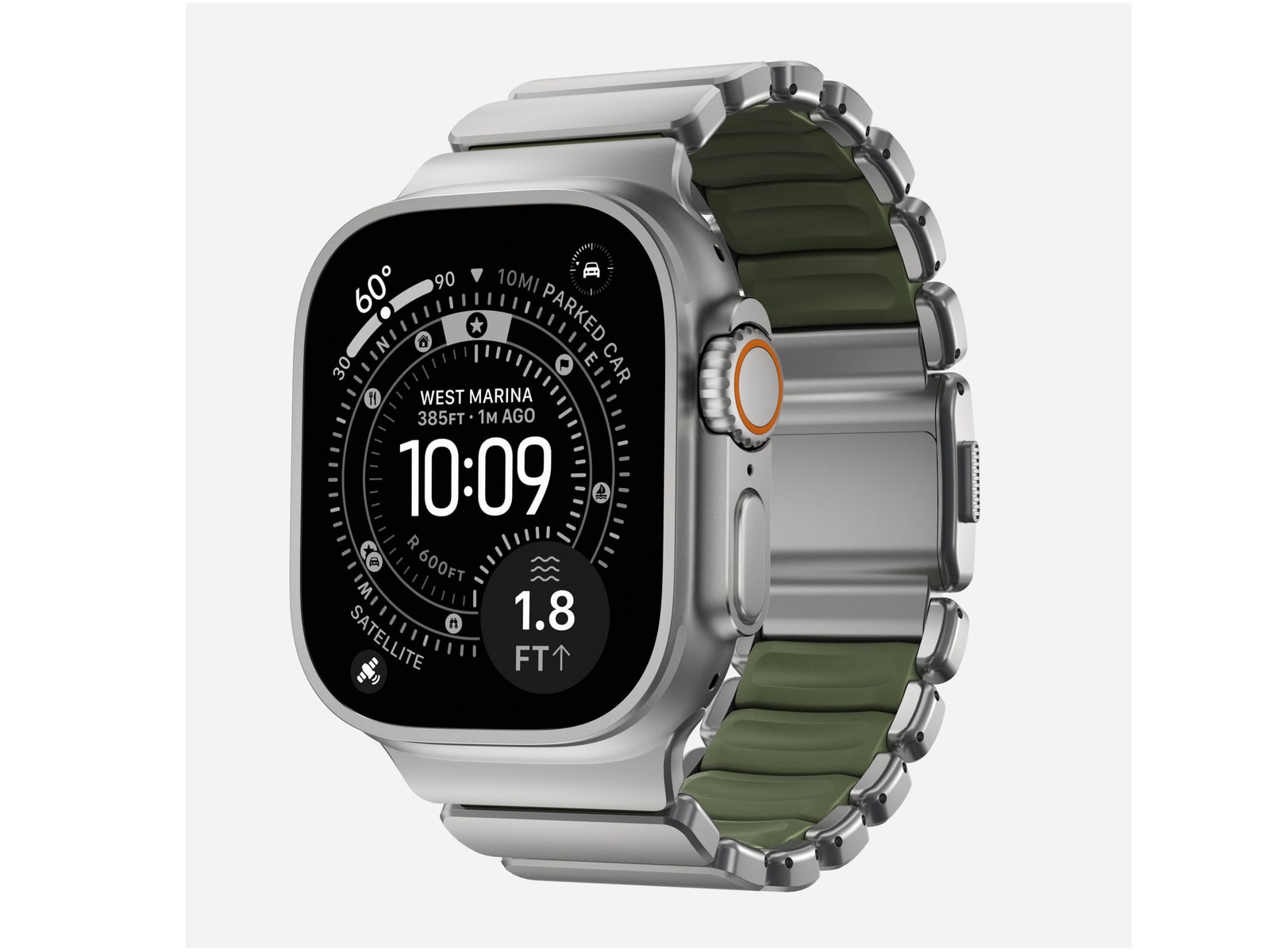 Nomad - Stratos Band - 49mm - Natural Titanium - Forest FKM