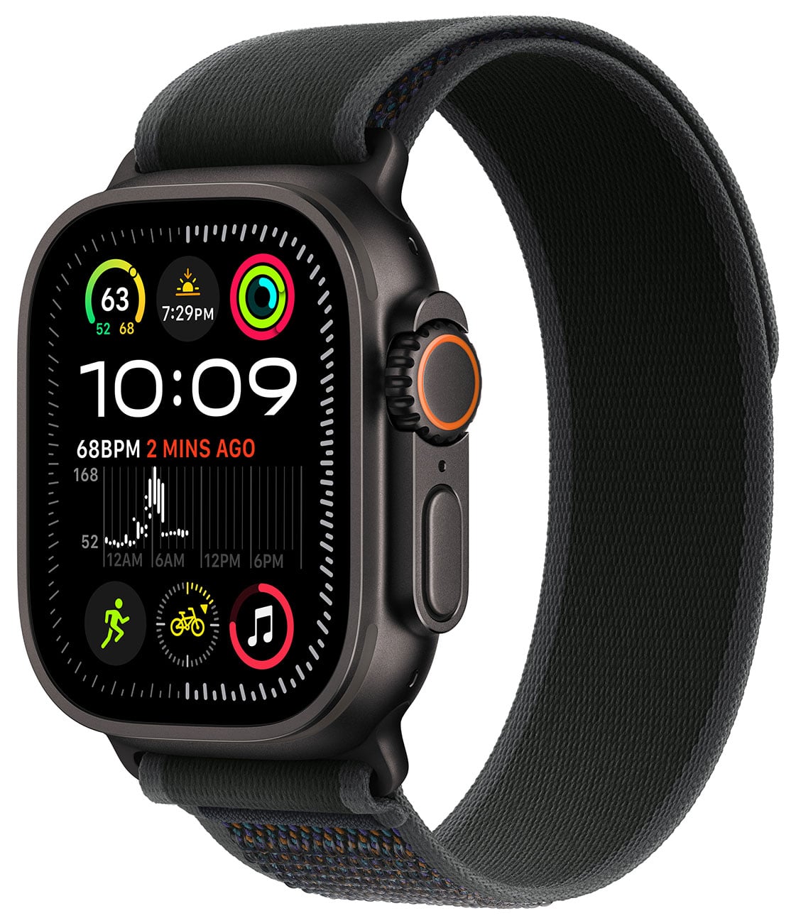 Apple - Apple Watch Ultra 2 (GPS + Cellular) 49mm Black Titanium Case with Black Trail Loop - M/L - Black Titanium