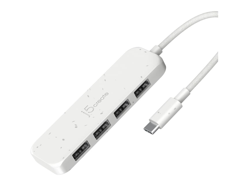 j5create - Eco-Friendly USB-C to 4-Port Type-A Gen 2 Hub USB Hubs - Pure White
