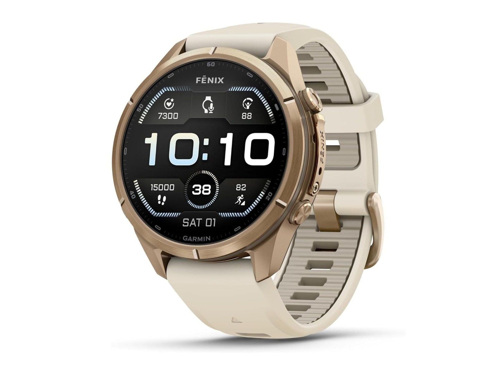 Garmin - fenix 9 Pro AMOLED GPS 43mm Multisport Smartwatch (Autumn Gold Titanium/French Gray Band) Smart Watches - Gold