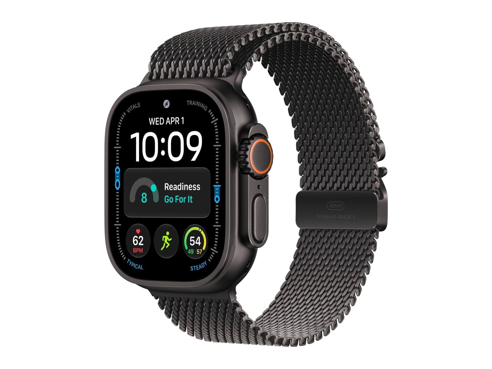Apple Watch Ultra 4 GPS + Cellular 49mm Black Titanium Case with Black Titanium Milanese Loop - L