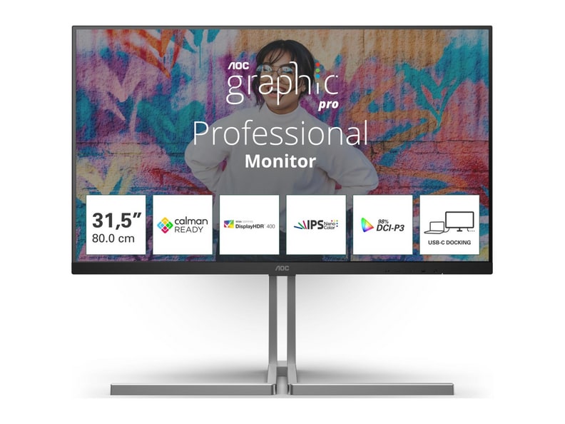 AOC - 31.5" Graphic Pro U32U3CV 4K UHD 60Hz Professional Monitors (EU)