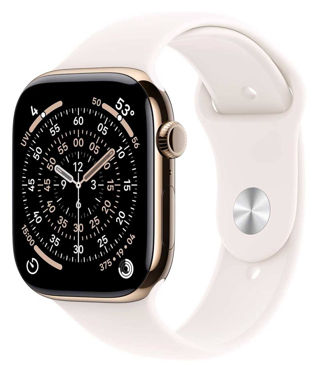 Apple - Apple Watch Series 11 (GPS + Cellular) 46mm Gold Titanium Case with Light Blush Sport Band - S/M - Gold Titanium