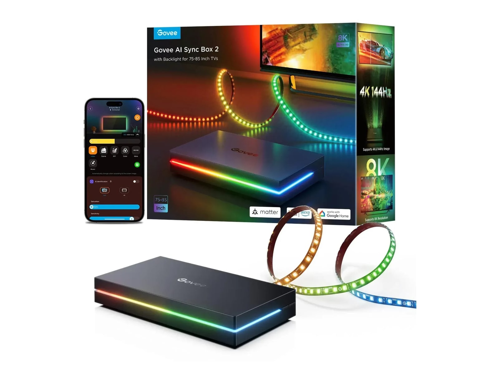 Govee - AI Sync Box Kit 2 75-85 inch Smart Lighting - Multicolor