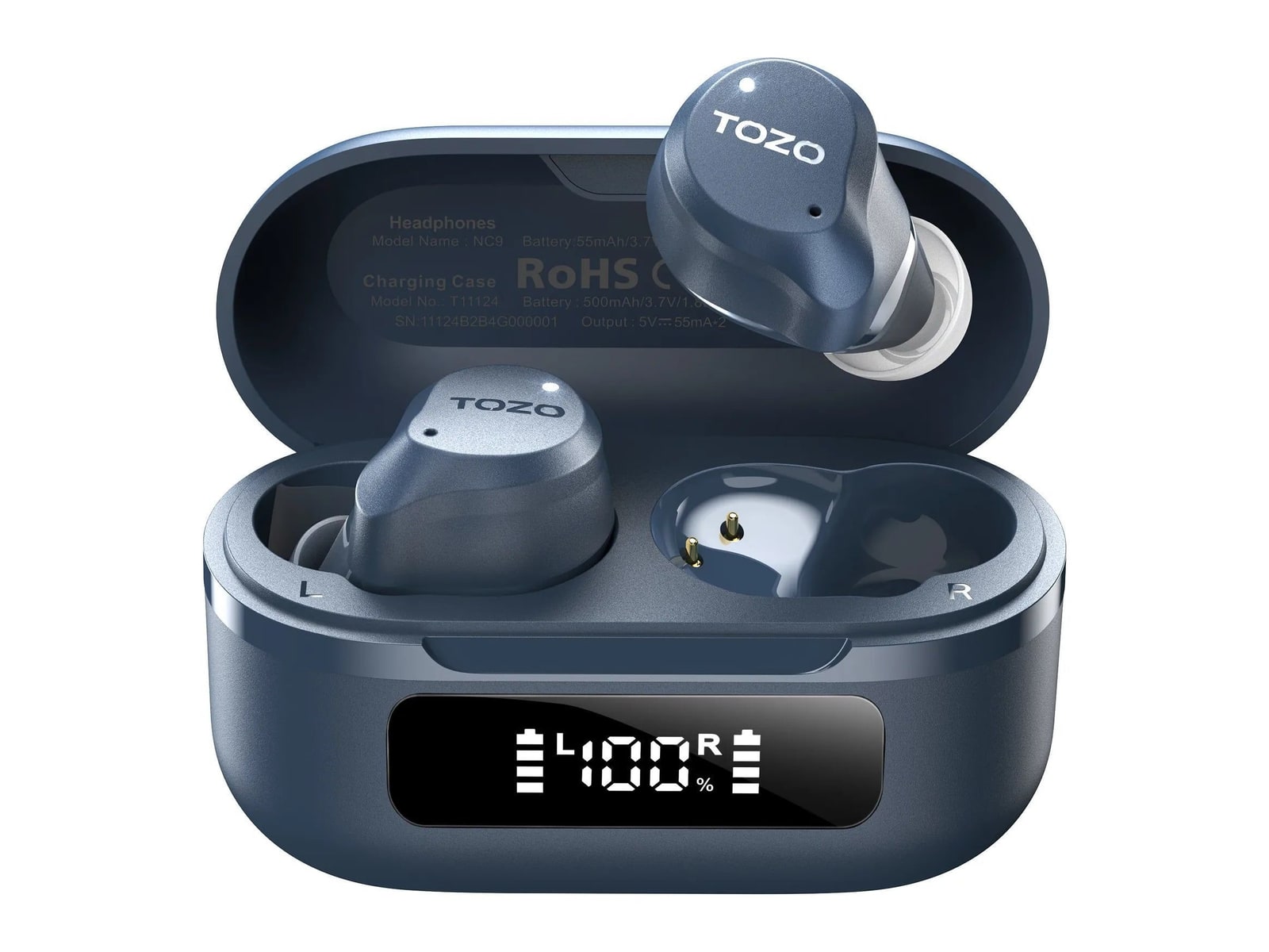 TOZO - NC9 Upgraded True Wireless Earbuds - Dark Blue