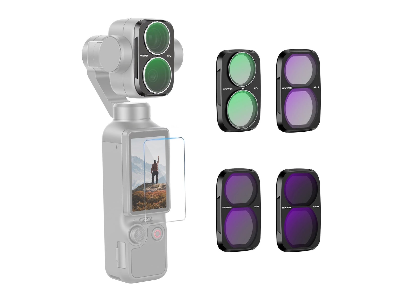 Neewer - CPL + ND Filter Set Compatible with DJI Osmo Pocket 4P Camera Accessories - Black