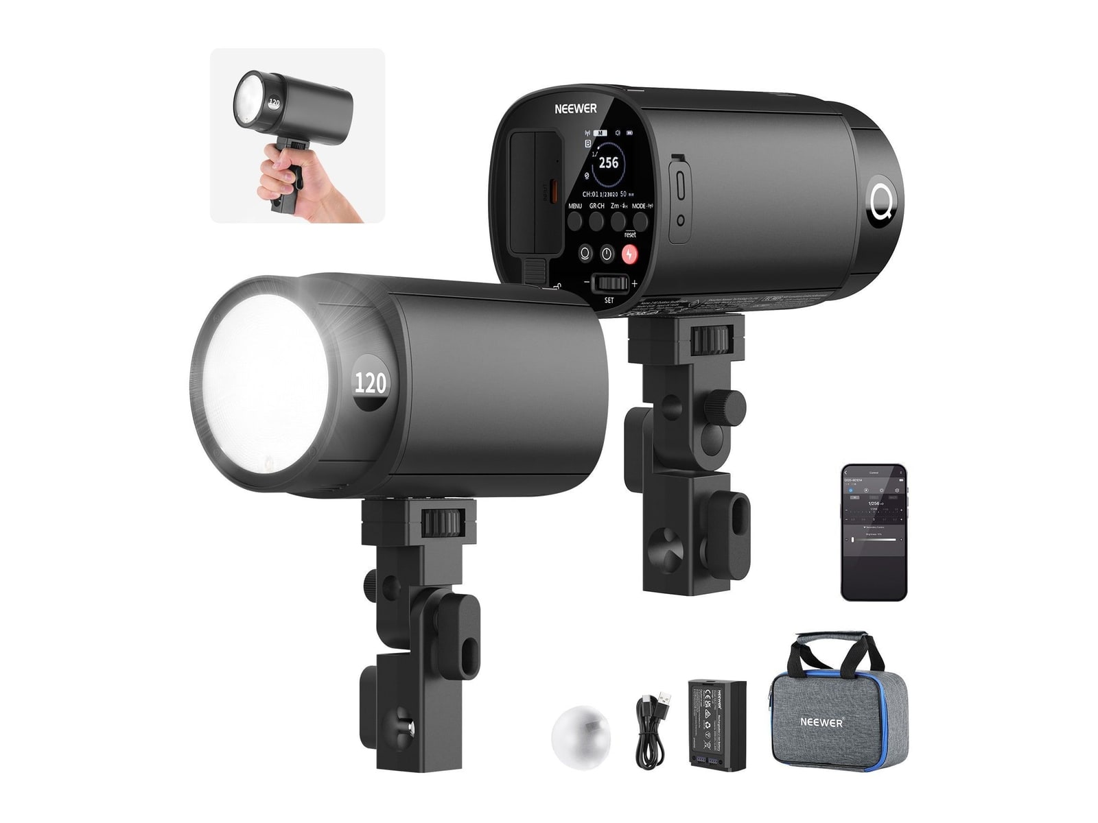 Neewer - Q120 120Ws 2.4G TTL Outdoor Studio Flash Camera Accessories