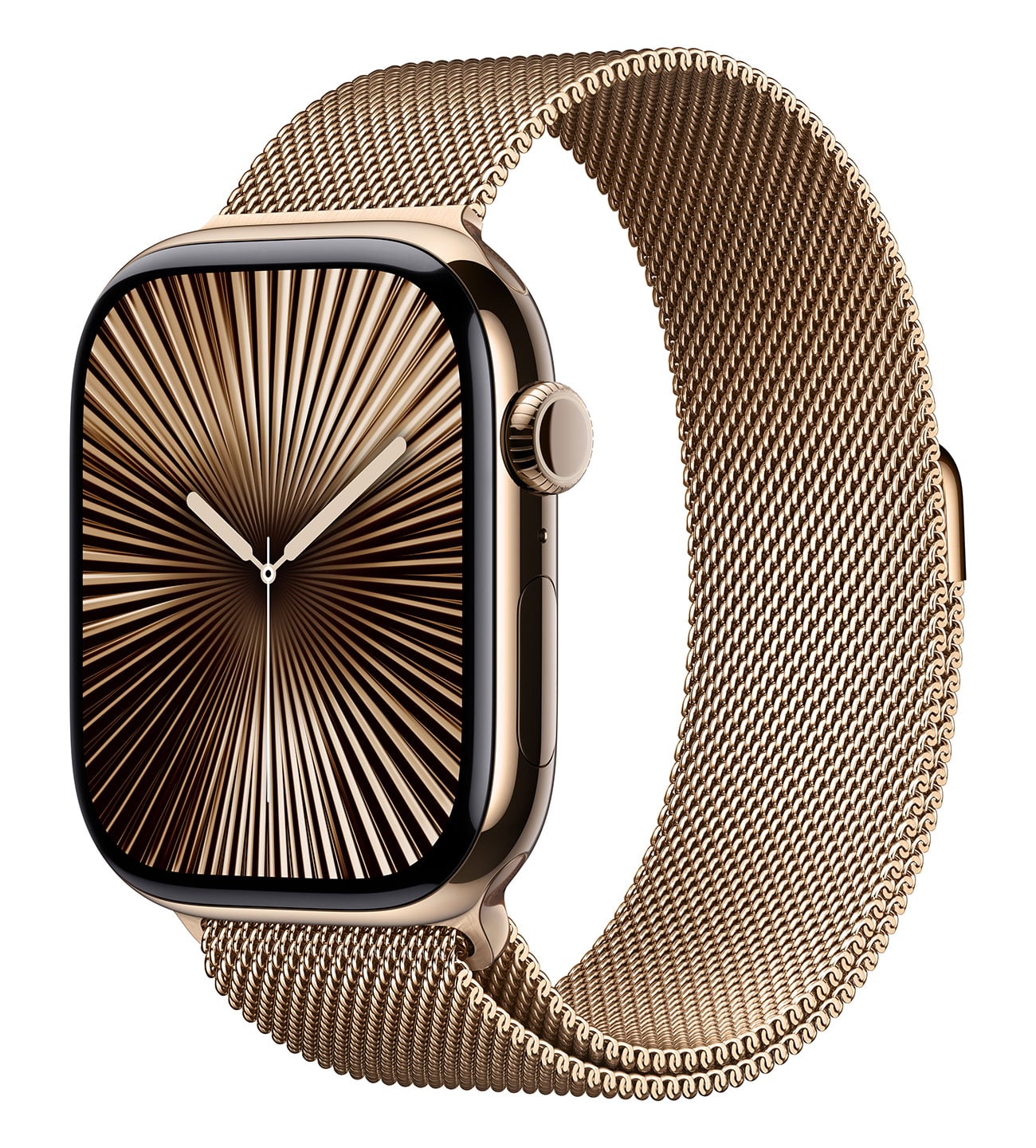 Apple - Apple Watch Series 10 (GPS + Cellular) 46mm Gold Titanium Case with Gold Milanese Loop - S/M - Gold Titanium