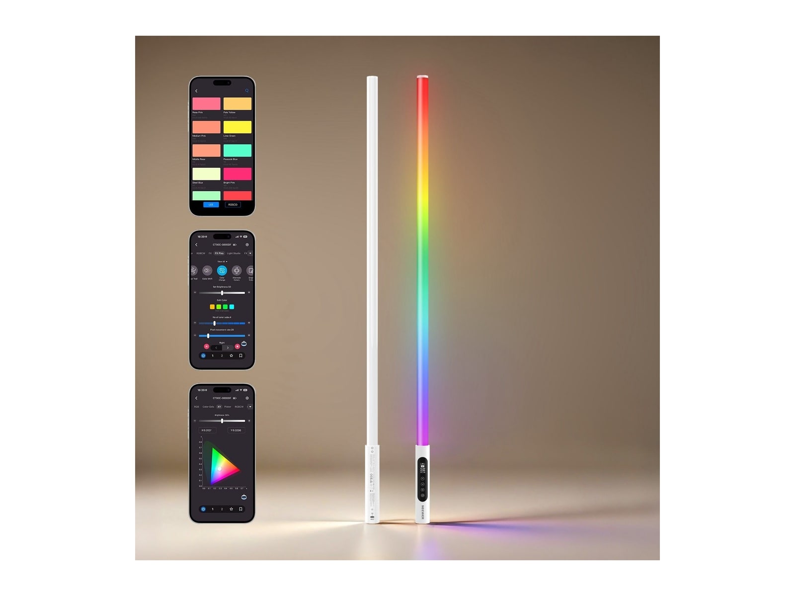 Neewer - CT90C 43" 12W RGB Pixel Tube Light Stick Camera Accessories