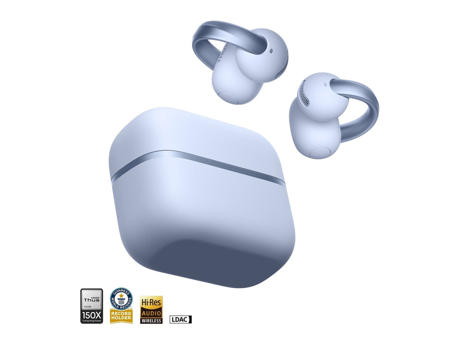 Soundcore - AeroClip 2 Bluetooth True Wireless Earbuds - Mist Blue