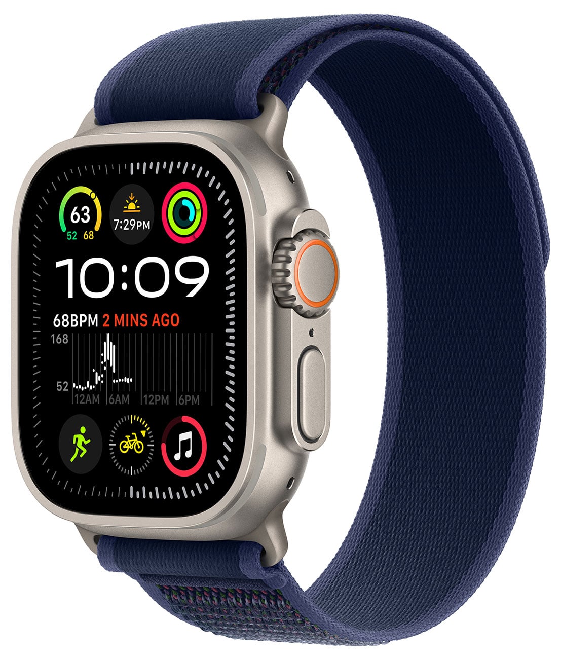 Apple - Apple Watch Ultra 2 (GPS + Cellular) 49mm Natural Titanium Case with Blue Trail Loop - S/M - Natural Titanium