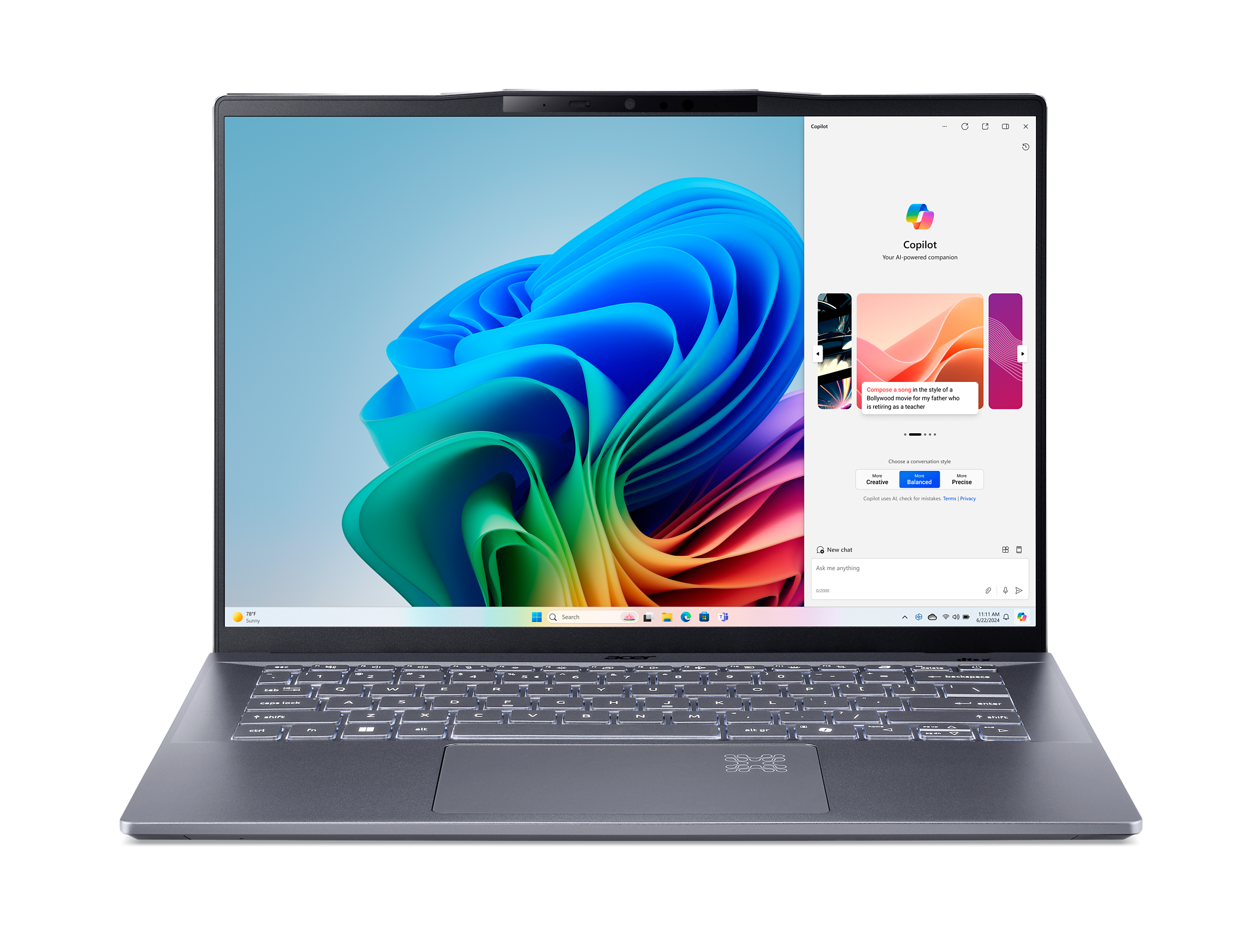 Acer - Swift 14 AI Copilot+ PC SF14-11-X128 14.5" - Snapdragon X Plus chip - 16GB Memory - 1TB SSD - Steel Gray