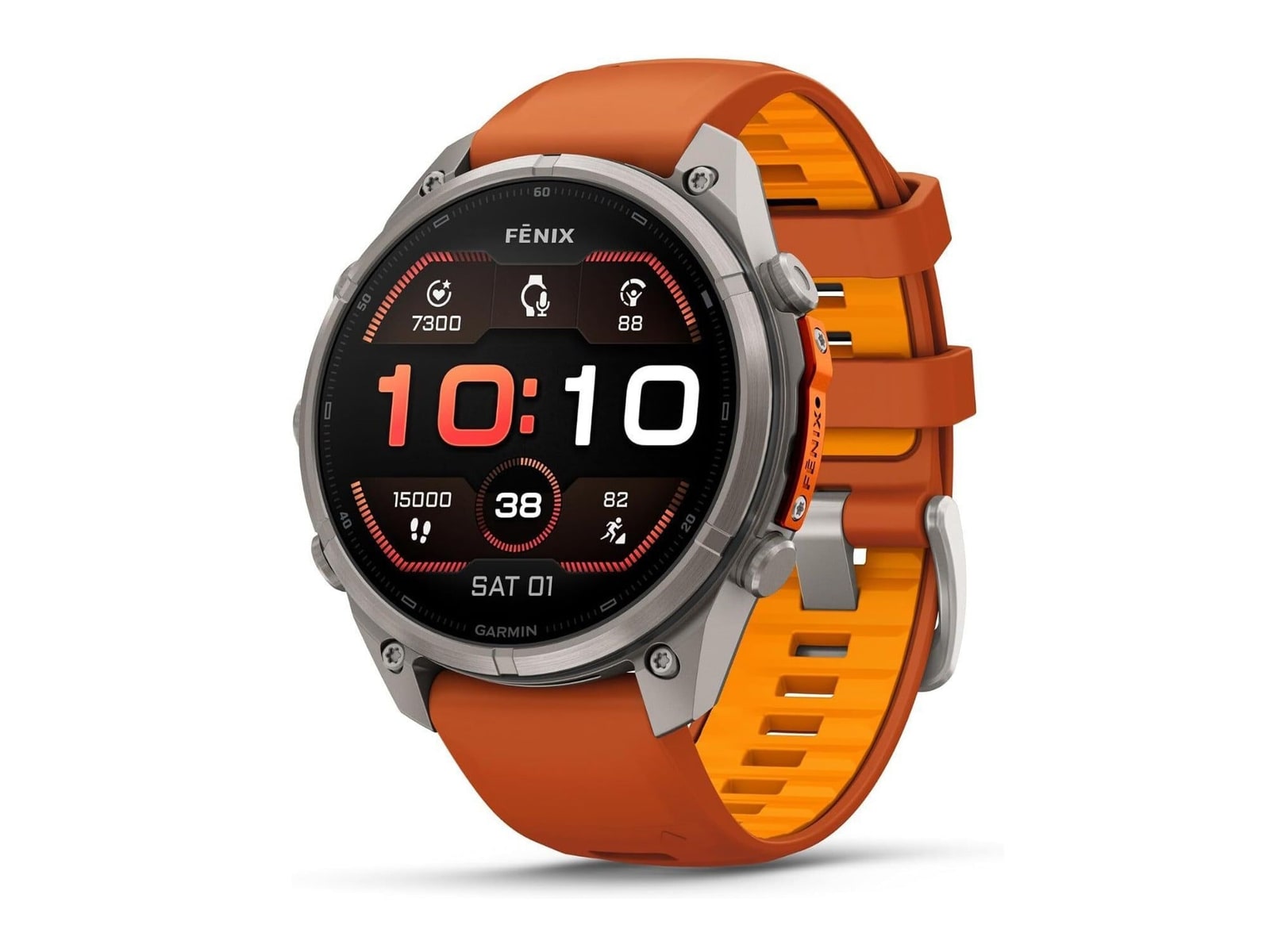 Garmin - fenix 9 Pro - 47 mm Titanium with Autumn Orange/Spark Orange Silicone Band Smart Watches - Orange
