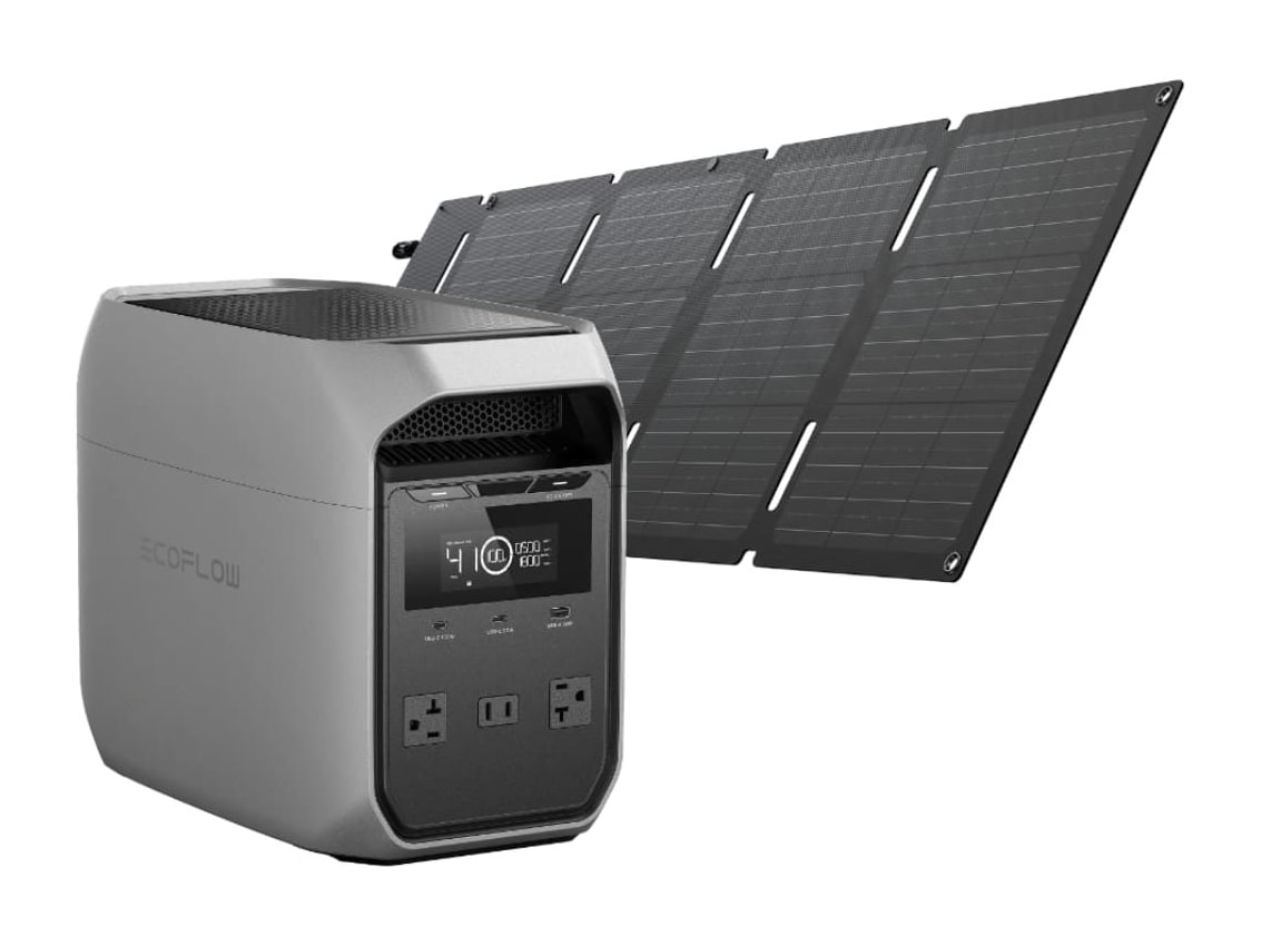 EcoFlow - DELTA 3 Classic with 45W Solar Panel 1024Wh Portable Power Stations - Black