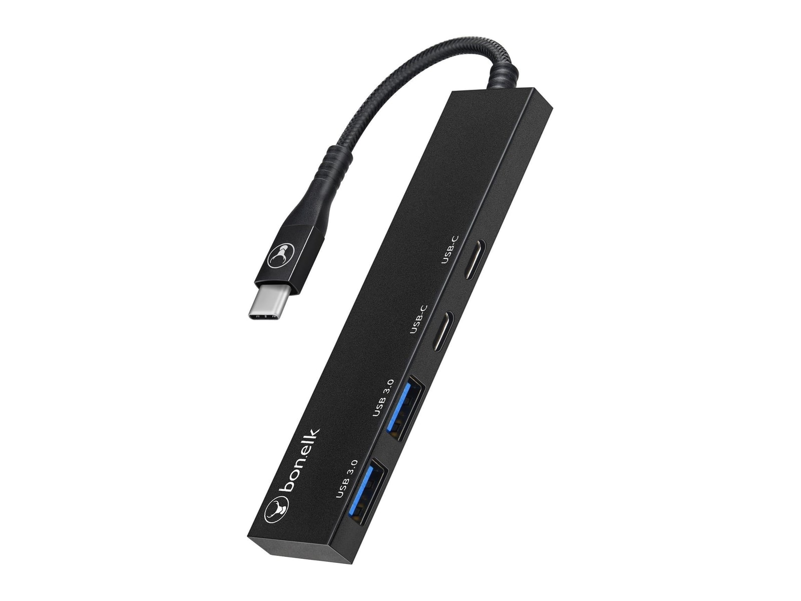 Bonelk - Long-Life USB-C to USB-C/USB-A 4-Port USB Hubs - Black