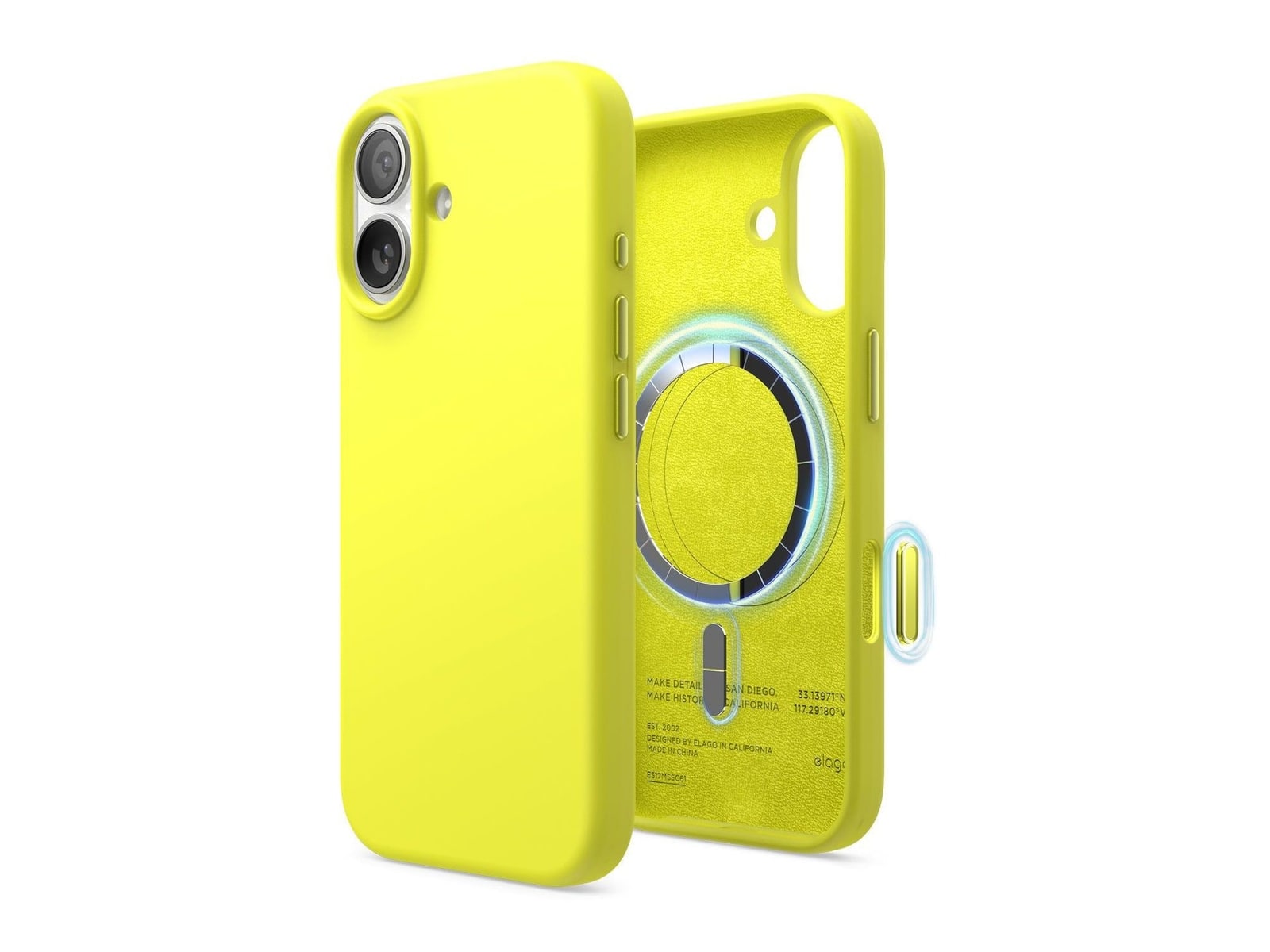 elago - MagSafe Silicone Case - iPhone 17 - Neon Yellow