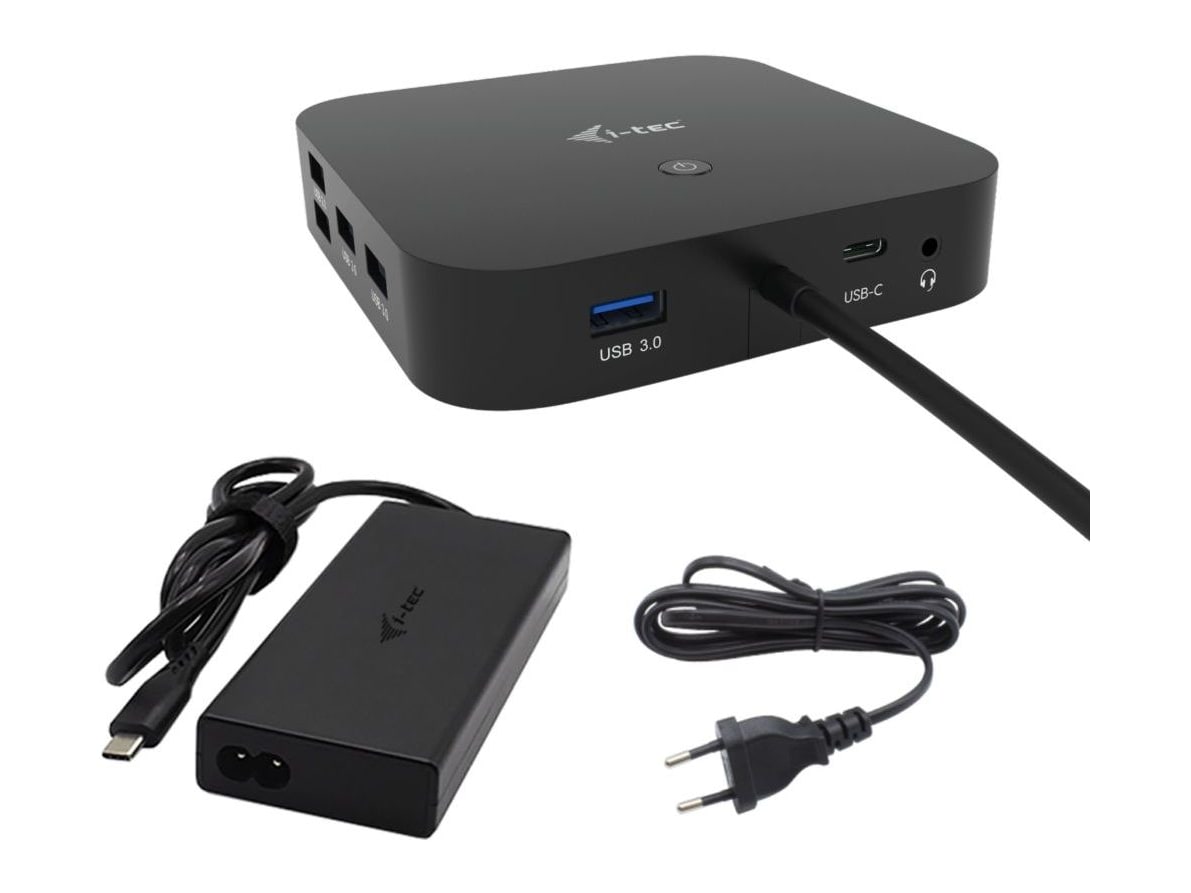 i-tec - USB-C HDMI + Dual DP with 100W Power Delivery and Universal Charger Docking Stations - Black