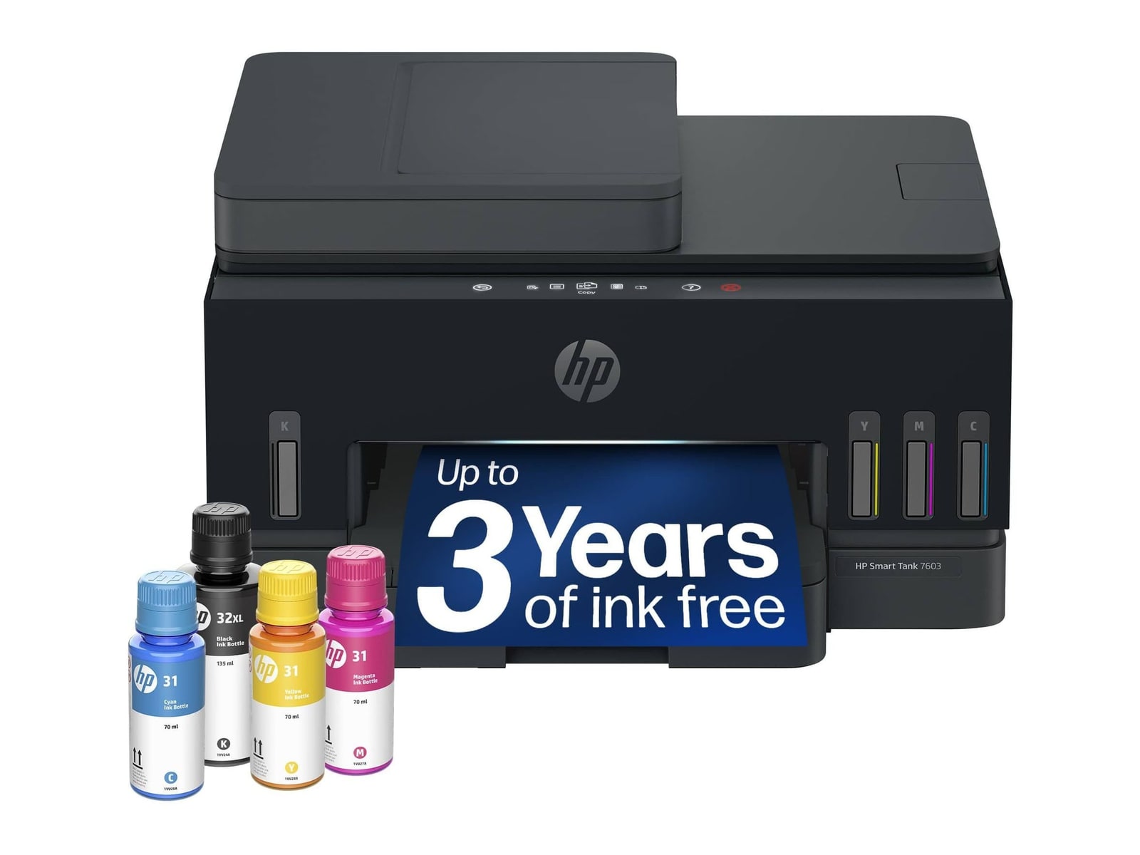 HP - Smart Tank 7603 Wireless All in One AI Enabled Cartridge Free Supertank Inkjet Printer Wireless Printers