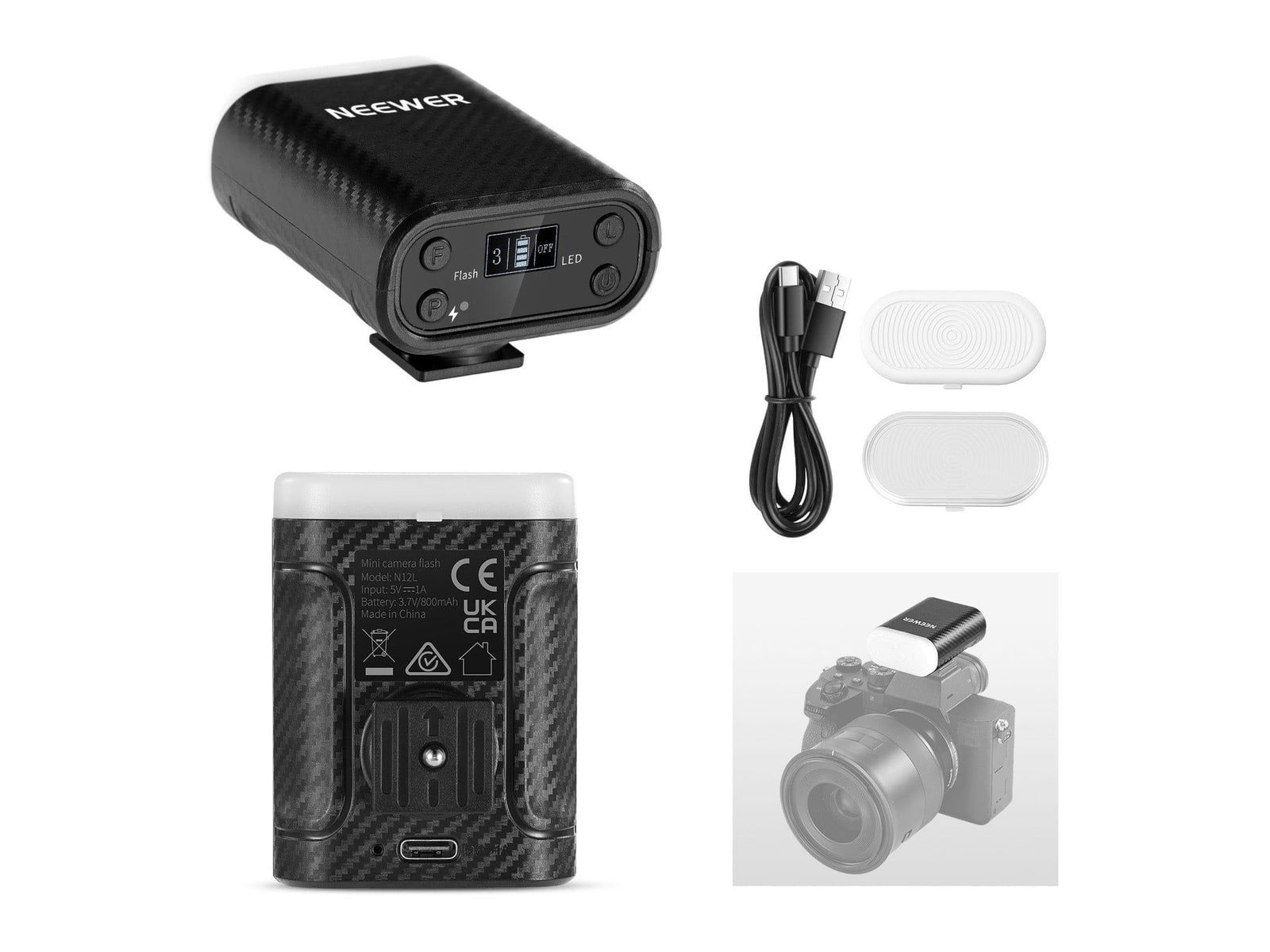Neewer - N12L Mini Camera Flash with LED Video Light Camera Accessories