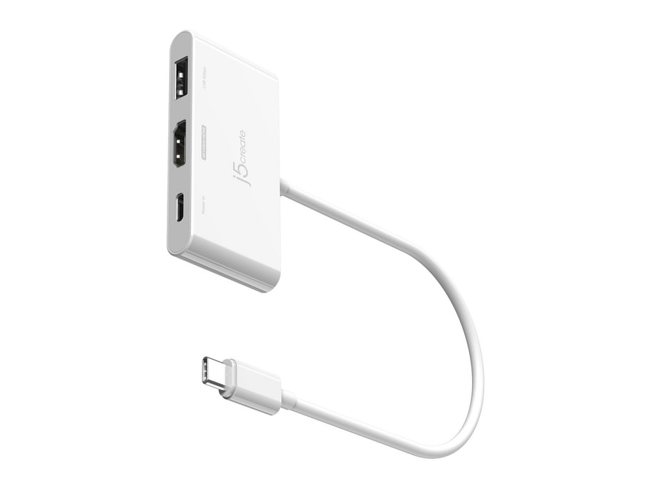 j5create - USB-C to HDMI 4K144Hz & USB 3.2 Adapter with 100W Power Delivery USB Hubs - White