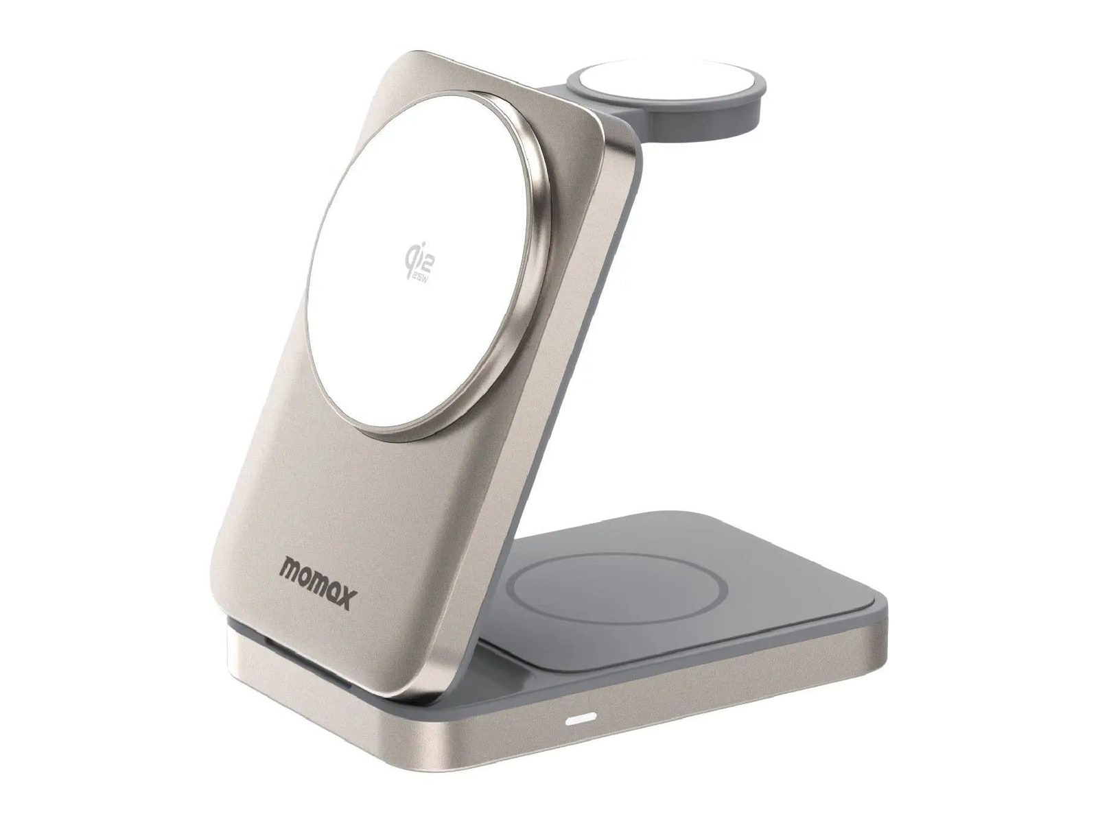 MOMAX - 1-Charge Q.Port2 Qi2 25W 3-in-1 Magnetic Wireless Charging Stand Titanium US Plug Wireless Chargers