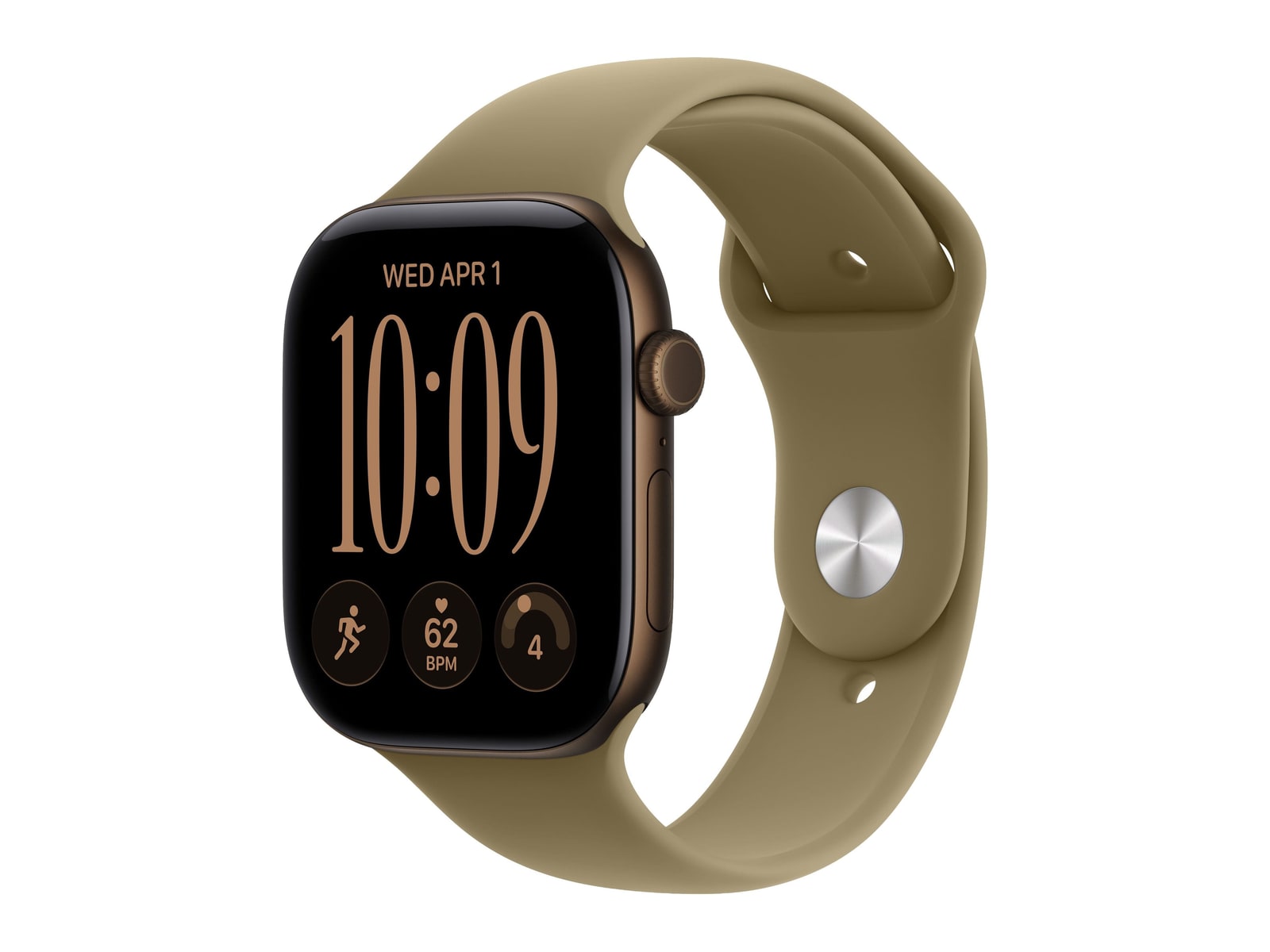 Apple Watch Series 12 GPS 46mm Dark Bronze Aluminum Case with Olive Sport Band - S/M