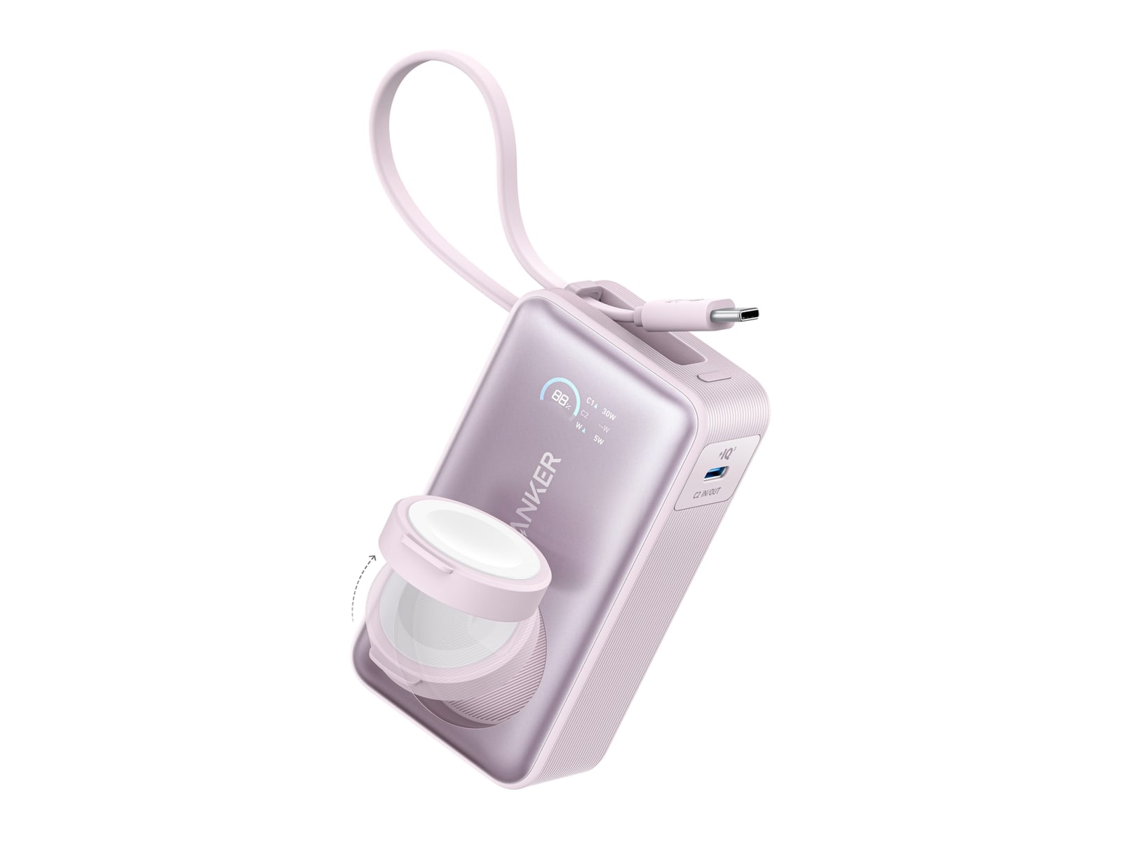 Anker - MagGo Power Bank (10K, 35W, For Apple Watch) Pink Aura Power Banks