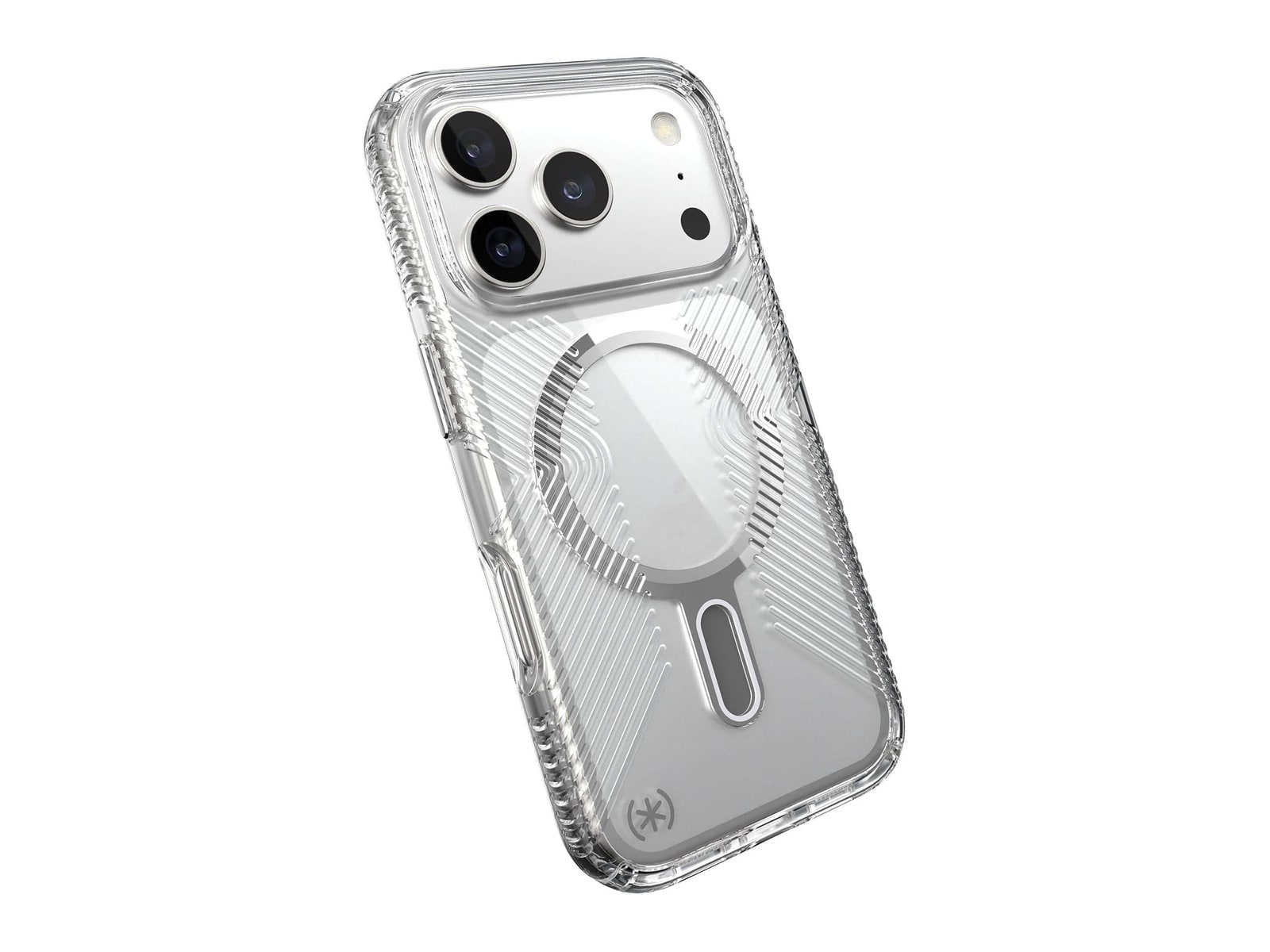 Speck - Presidio Perfect-Clear Grip MagSafe with ClickLock - iPhone 17 Pro - Clear/Silver