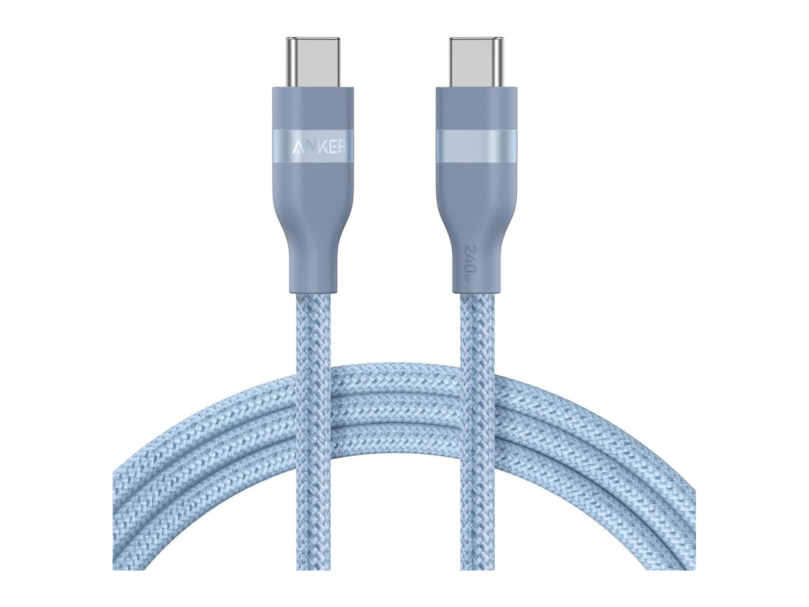 Anker - USB-C to USB-C Cable (240W, Upcycled-Braided) 6 ft Ice Lake Blue Charging Cables