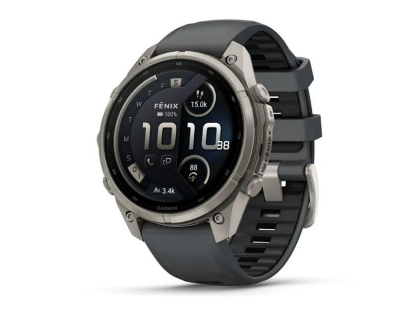 Garmin - fenix 9 Pro - inReach, 47 mm Titanium with Graphite/Black Silicone Band Smart Watches - Gray