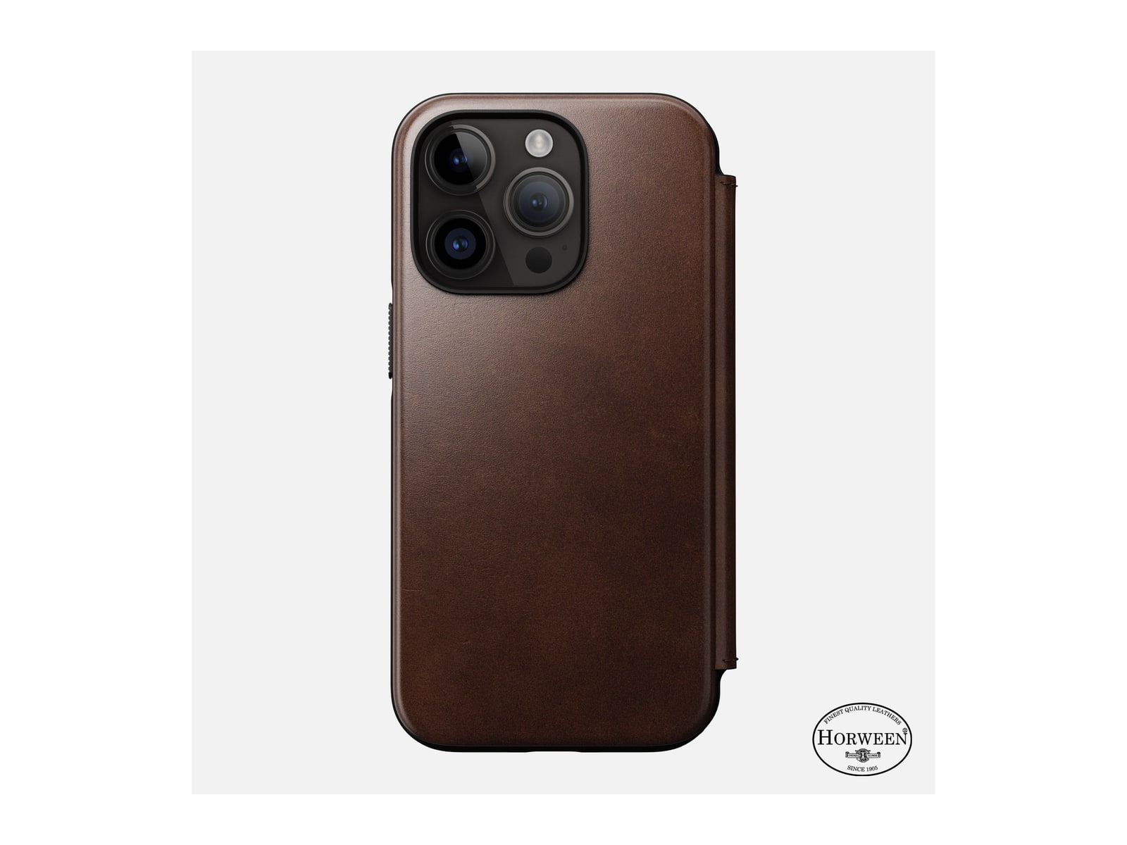 Nomad - Modern Leather Folio - iPhone 14 Pro - Rustic Brown - Horween