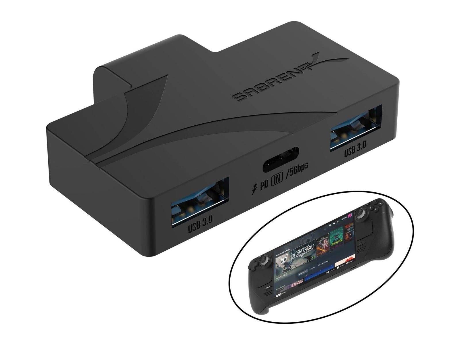 Sabrent - USB Type-C 3-Port Gaming Hub for Steam Deck USB Hubs