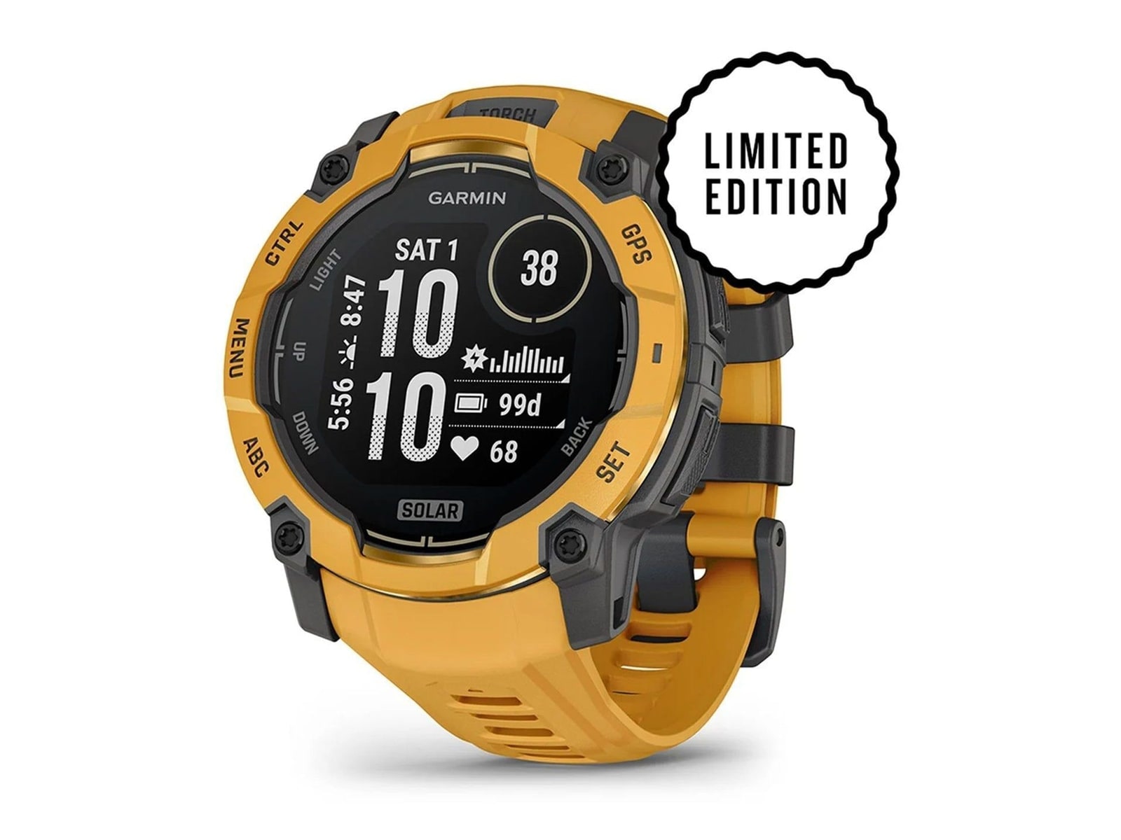 Garmin - Instinct 3 - 50 mm, Solar, Sunburst with Sunburst/Gray Band Smart Watches - Orange