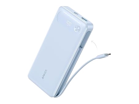 Anker - Power Bank (20K, 87W, Built-In USB-C Cable) Misty Blue Power Banks