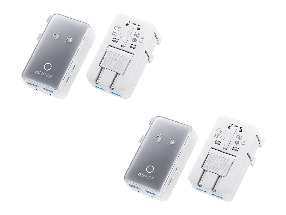 Anker - Nano Travel Adapter (5-in-1, 20W) 2-Pack Aurora White Wall Chargers