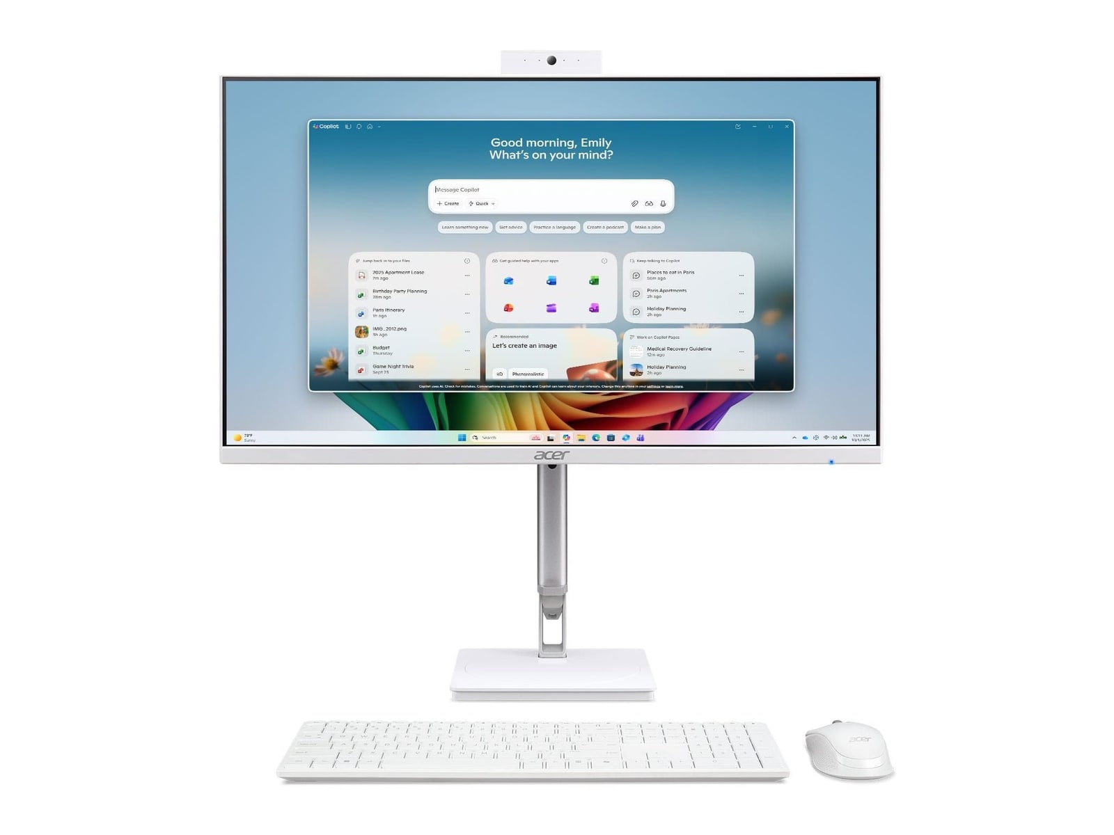 Acer - Aspire C24 23.8" - AMD Ryzen AI 7 445 chip - 16GB Memory - 512GB SSD - White