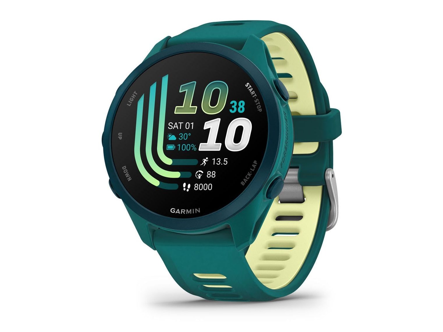 Garmin - Forerunner 170 Music, Teal Green with Teal Green/Citron Band Smart Watches - Teal
