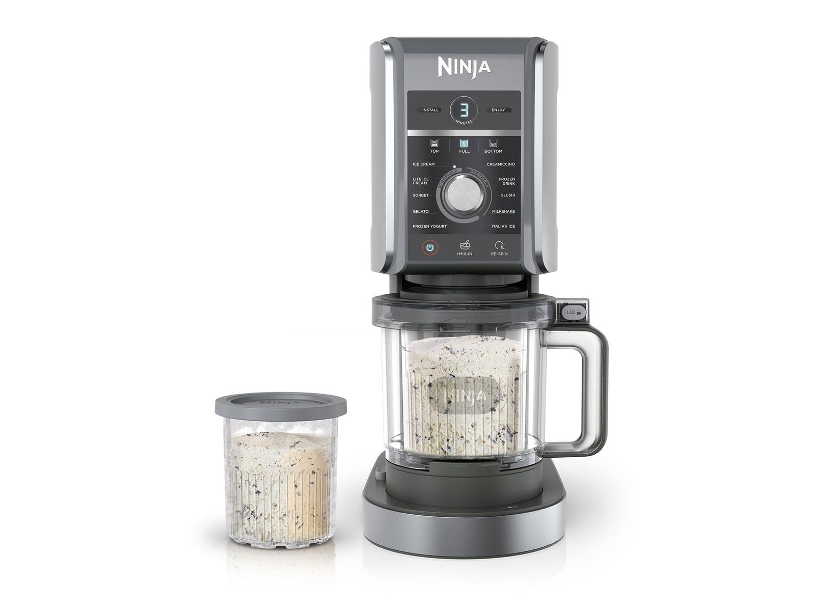 Ninja - CREAMi Deluxe 11-in-1 Ice Cream Maker Stone Silver Ice Cream & Slush Makers