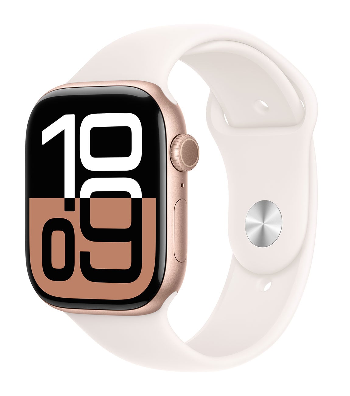 Apple - Apple Watch Series 10 (GPS) 46mm Rose Gold Aluminum Case with Light Blush Sport Band - M/L - Rose Gold
